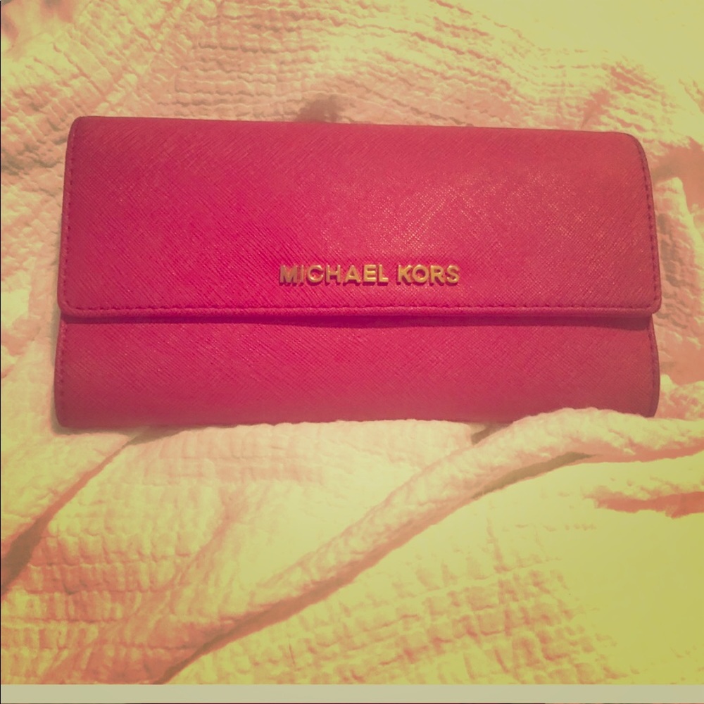 Michael Kors Hot pink tri-fold wallet